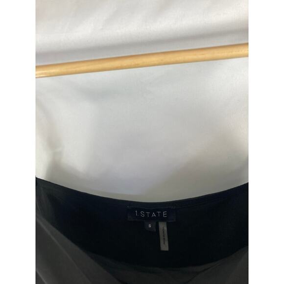 1. State Black Scoop Neck Tie Gathered Side Satin Cami Black Size Small - Picture 7 of 8